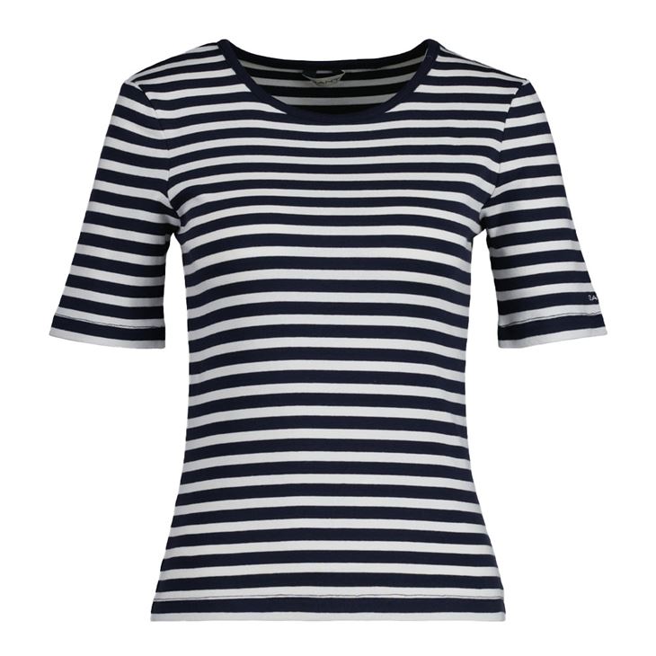 GANT Slim Striped 1X1 Ribbed SS T-Shirt Dam