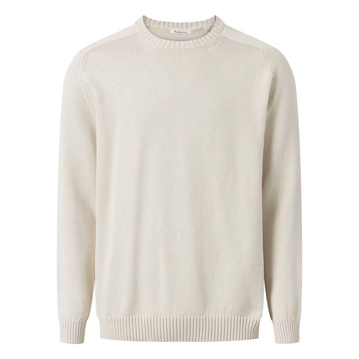 Knowledge Cotton Plain Knitted Crew Neck Herr