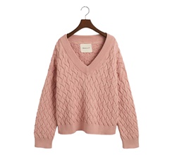 GANT Textured Cotton V-neck Dam