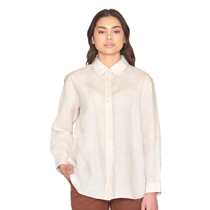Knowledge Cotton Loose Linen Long Sleeved Shirt Dam