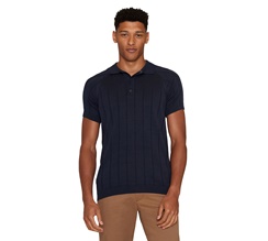 Knowledge Cotton Regular Short Sleeved Striped Knitted Polo Herr