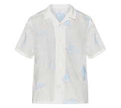 Knowledge Cotton Box Fit Short Sleeve Shirt With Embroidery Herr