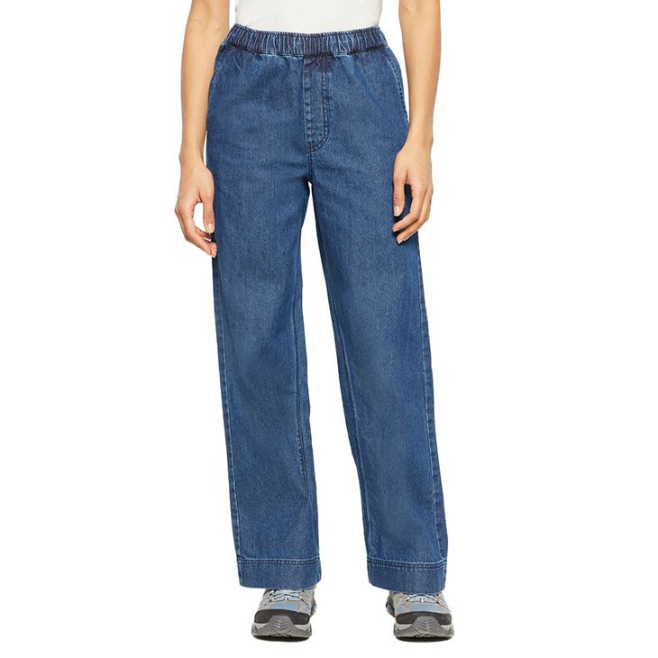 Knowledge Cotton POSEY Wide Mid-rise Elastic Waistband Denim Pant Dam