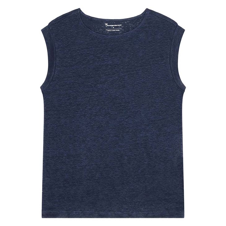 Knowledge Cotton Loose fold up linen t-shirt GOTS/Vegan Dam
