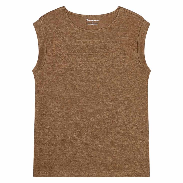 Knowledge Cotton Loose fold up linen t-shirt GOTS/Vegan Dam
