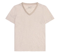 Knowledge Cotton V-neck Slub T-shirt Dam