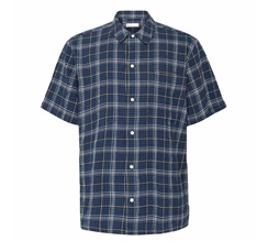 Knowledge Cotton Box Fit Seersucker Short Sleeved Shirt Herr