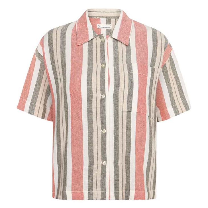 Knowledge Cotton Striped Short Sleeved Shirt Dam