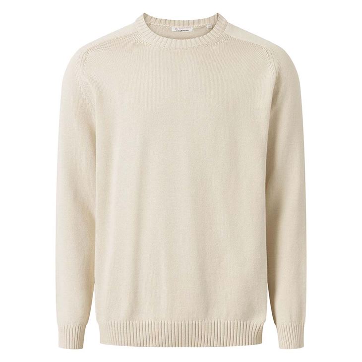 Knowledge Cotton Plain Knitted Crew Neck Herr