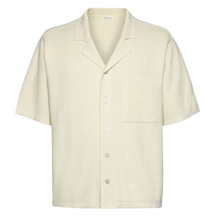 Knowledge Cotton Boxy short sleeve structured knitted shirt