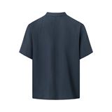 Knowledge Cotton Box Fit Short Sleeved Linen Shirt Herr
