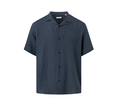 Knowledge Cotton Box Fit Short Sleeved Linen Shirt Herr