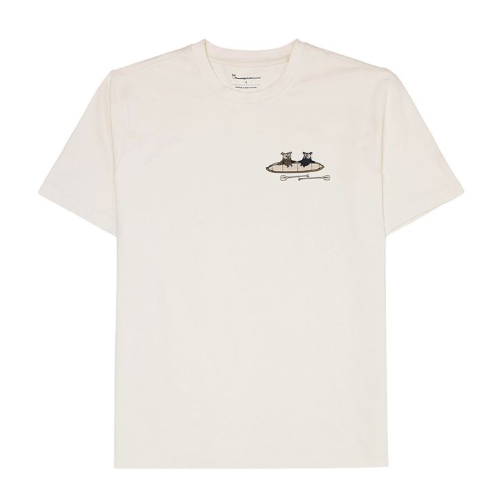 Knowledge Cotton Regular drop-shoulder short sleeve heavy single jersey printed t-shirt