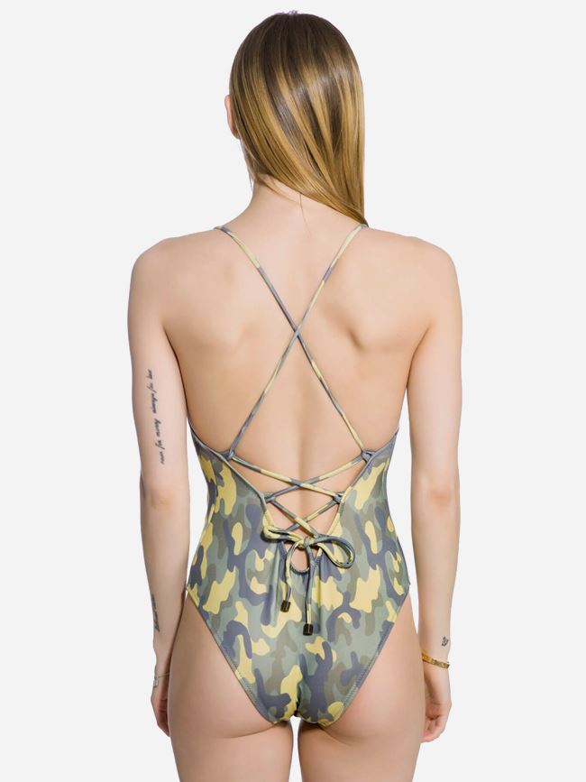 OAS Cammo Tie-Back Swimsuit Dam