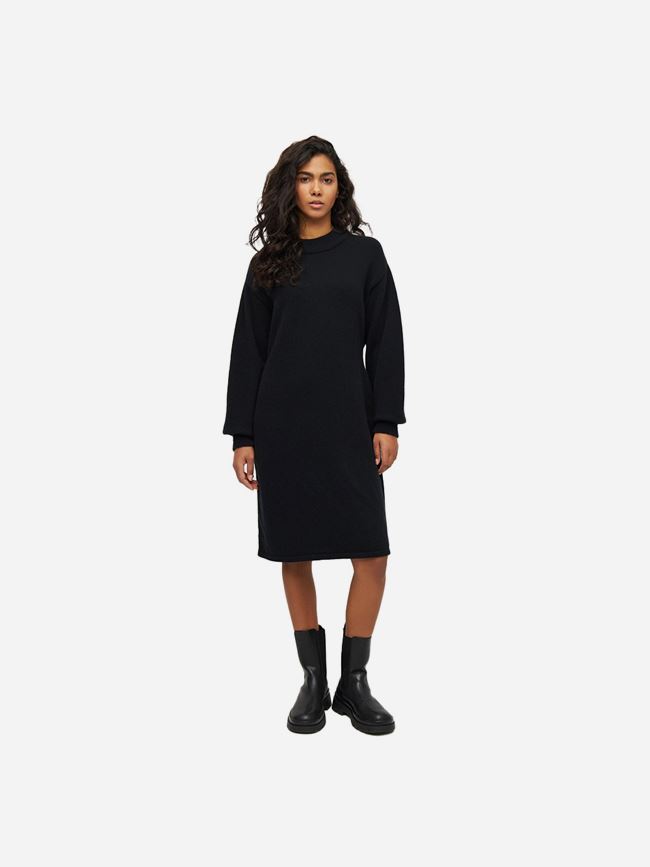 Knowledge Cotton Wool Crew Neck Mid Lenght Dress Dam