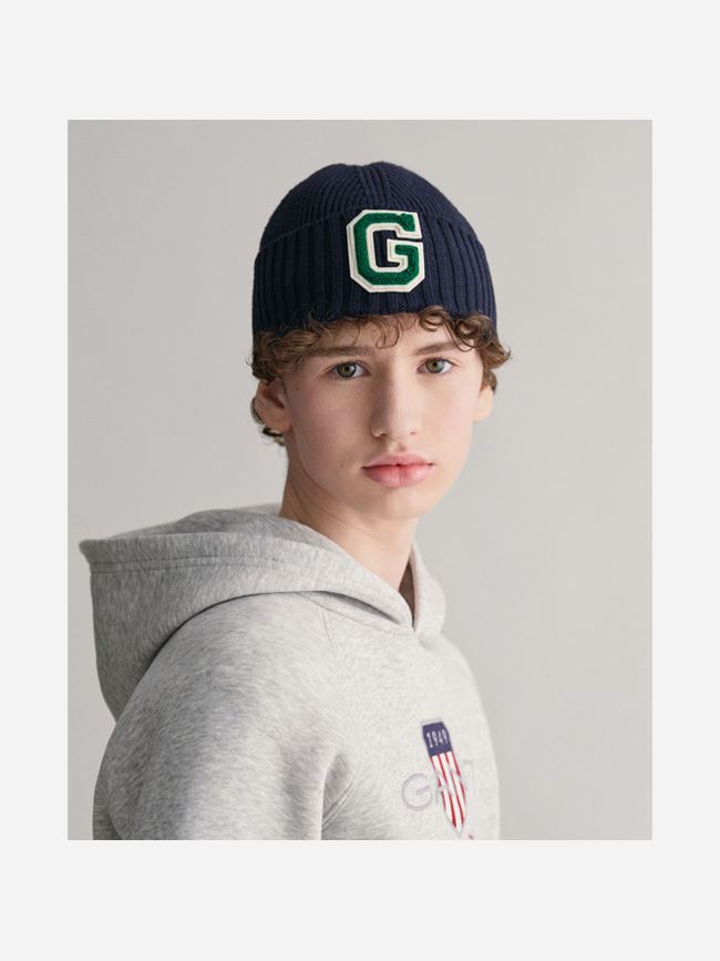 GANT G Badge Rib Knit Beanie Junior