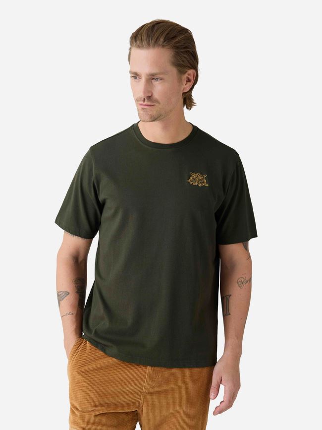 Knowledge Cotton Regenerative Organic Cotton Chest Embroidery T-Shirt GOTS herr