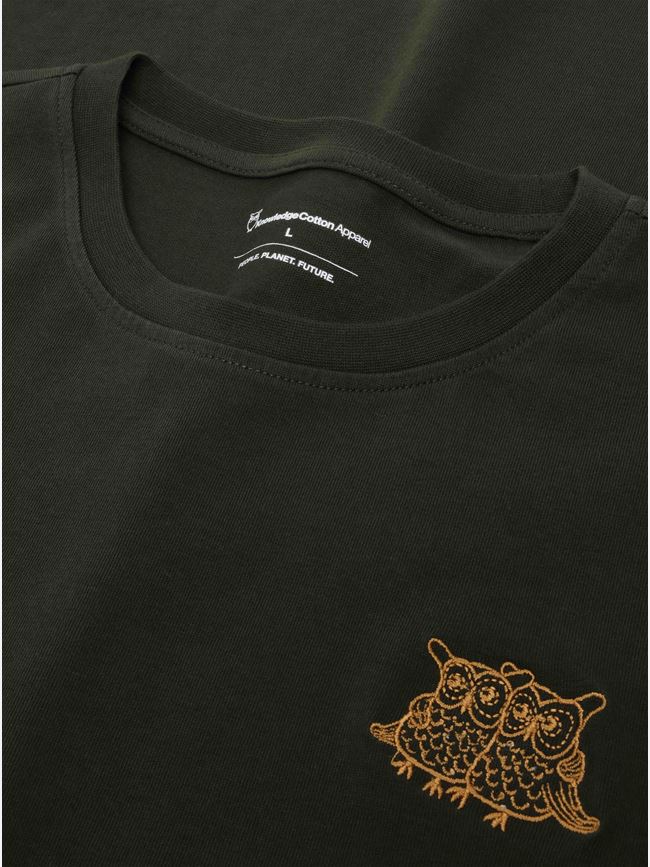 Knowledge Cotton Regenerative Organic Cotton Chest Embroidery T-Shirt GOTS herr