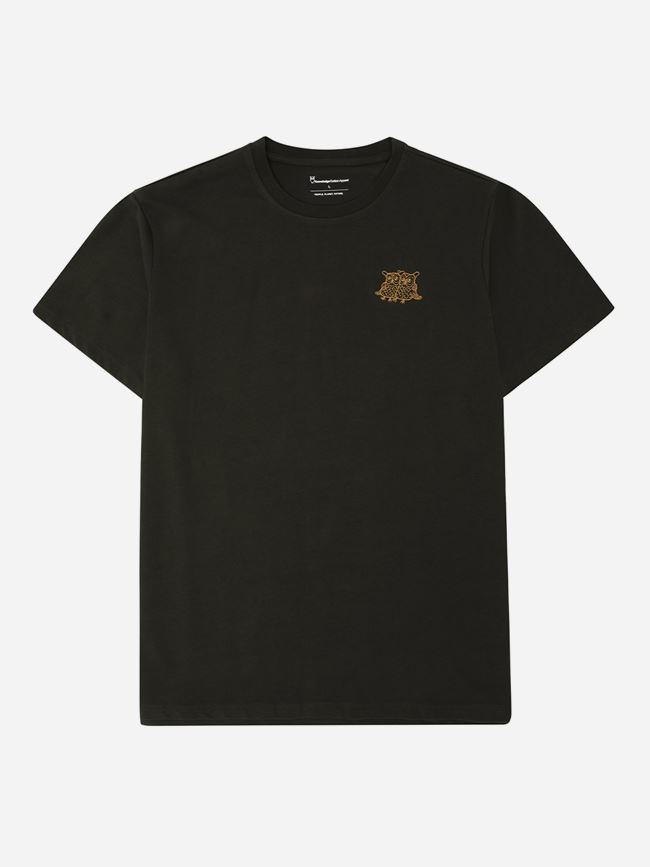 Knowledge Cotton Regenerative Organic Cotton Chest Embroidery T-Shirt GOTS herr