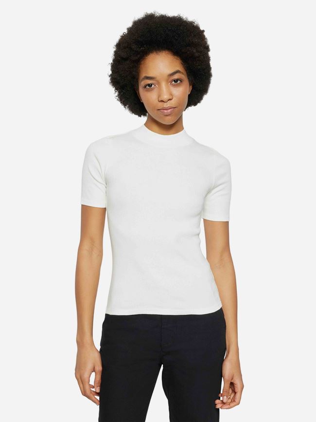 Knowledge Cotton Rib high neck short sleeve - GOTS/Vegan