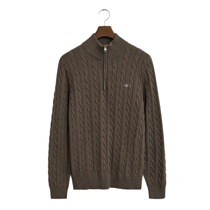 GANT COTTON CABLE HALF ZIP HERR