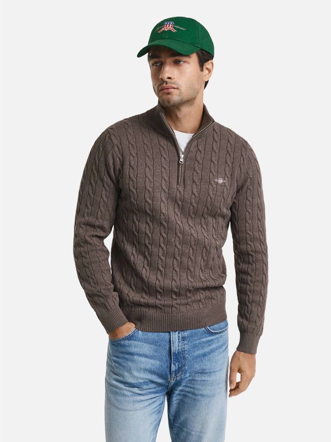 GANT COTTON CABLE HALF ZIP HERR