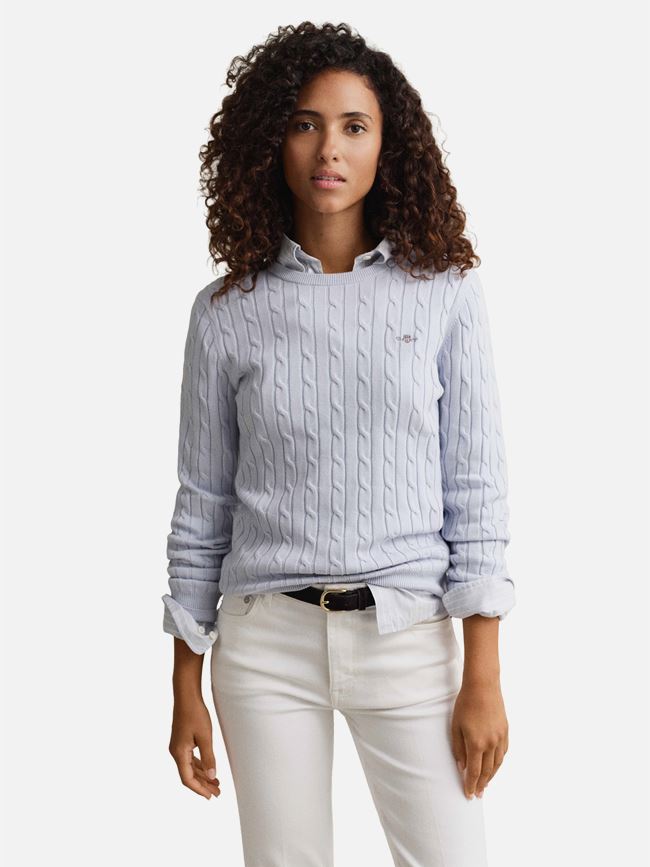 GANT Cable C-Neck Sweater Light Blue M 8