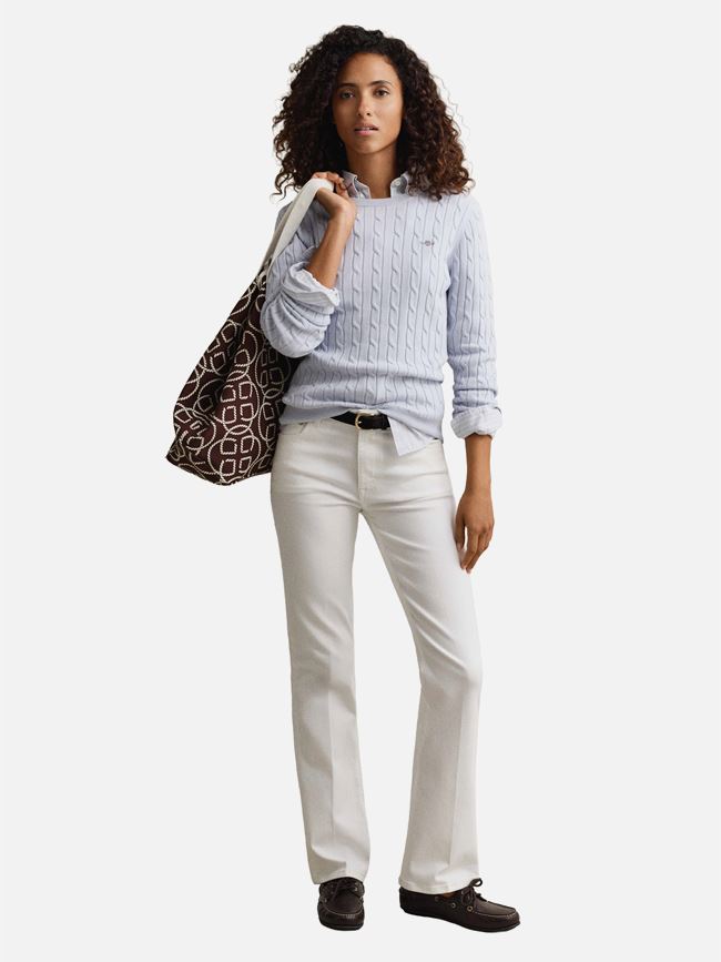 GANT Cable C-Neck Sweater Light Blue M 10