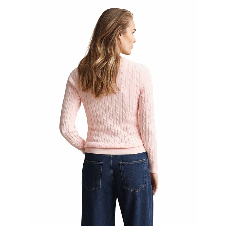 GANT Stretch katoenen kabel C-hals, Burnt Wheat, S GANT Stretch katoenen kabel C-hals, Burnt Wheat, S