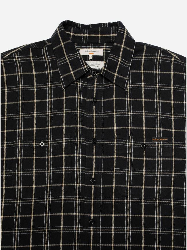 Nudie Jeans Julian Worker Shirt Checked Black Herr