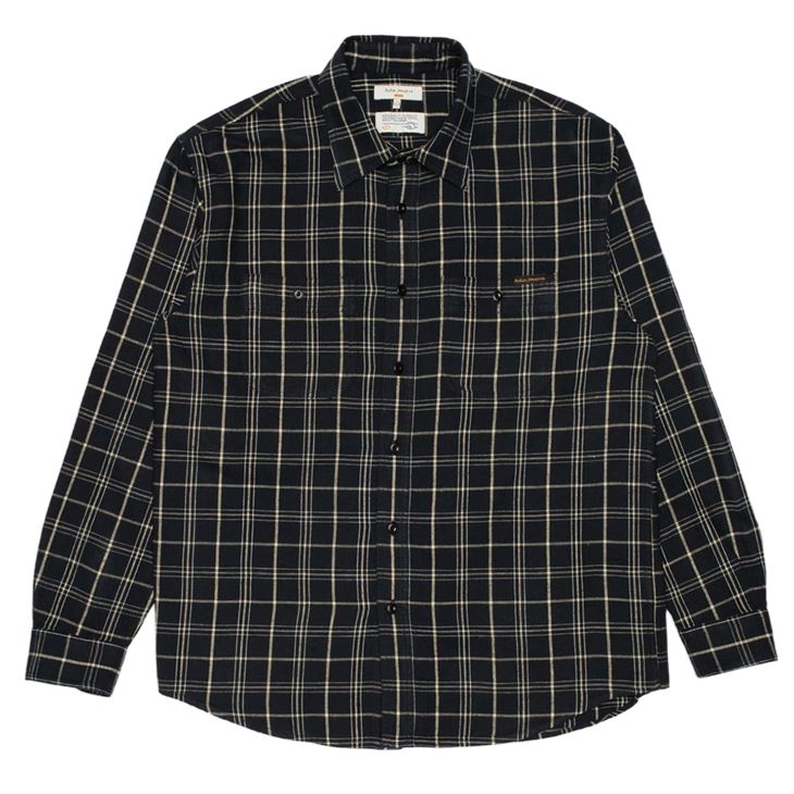 Nudie Jeans Julian Worker Shirt Checked Black Herr