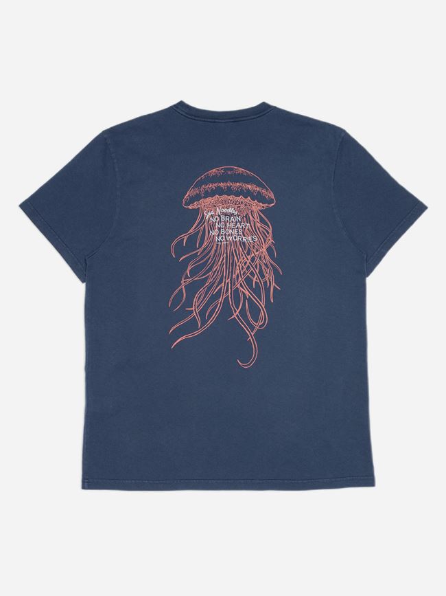 Nudie Jeans Roy Sea Noodles T-Shirt Dark Blue