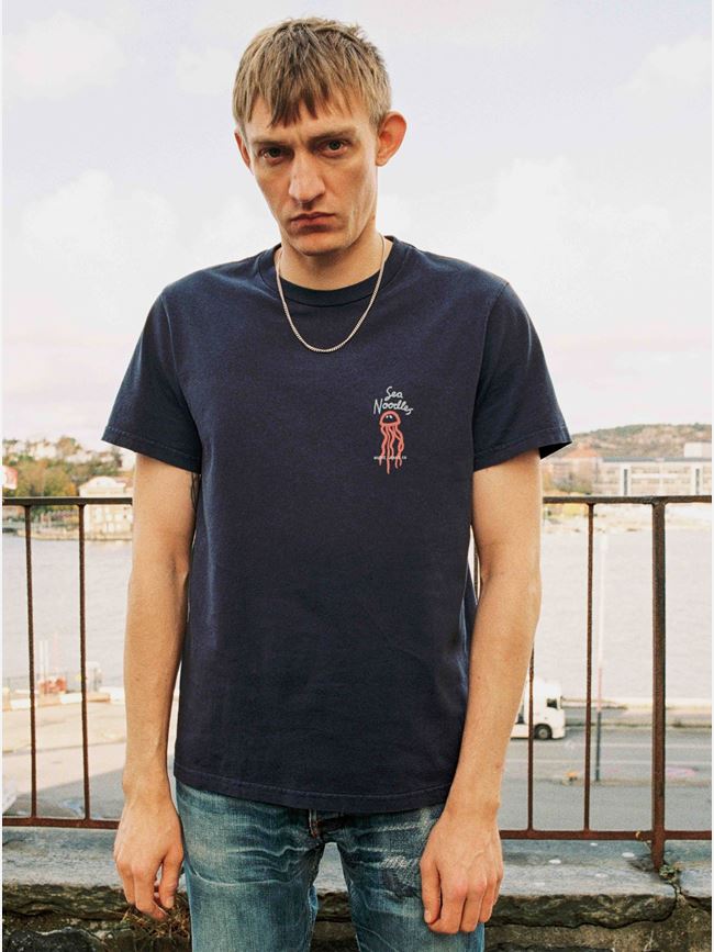 Nudie Jeans Roy Sea Noodles T-Shirt Dark Blue