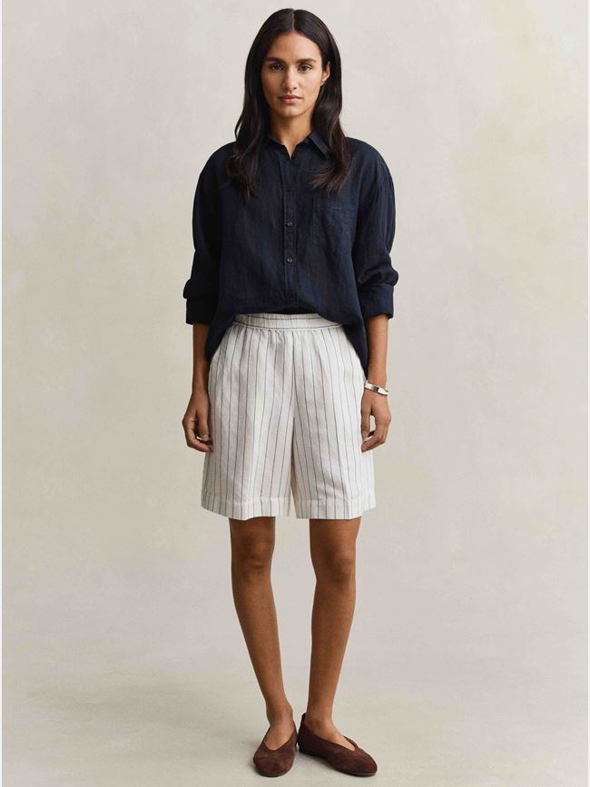 GANT STRIPED LINEN BLEND PULL ON SHORTS DAM
