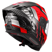 HJÄLM LS2 FF807 DRAGON CARBON Trax Röd/Vit
