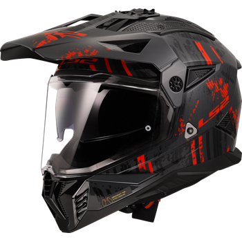 HJÄLM LS2 MX702 PIONEER II Crazy Svart/Röd