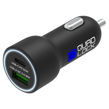 QUAD LOCK 48W DUAL CAR CHARG USB-C PD+USB-A QC3.0