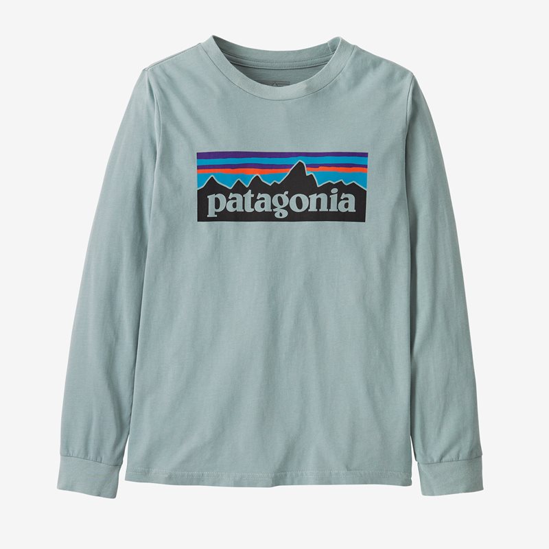 Patagonia K's L/S P-6 Logo T-Shirt Thermal Blue - S