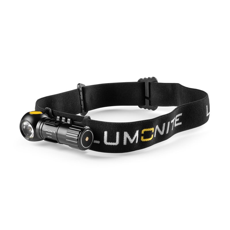 Hodelykt LUMONITE Vector V2 - 500 lm / Oppladbar, Grunnpakke (lykt, batteri, ladekabel, pannebånd)