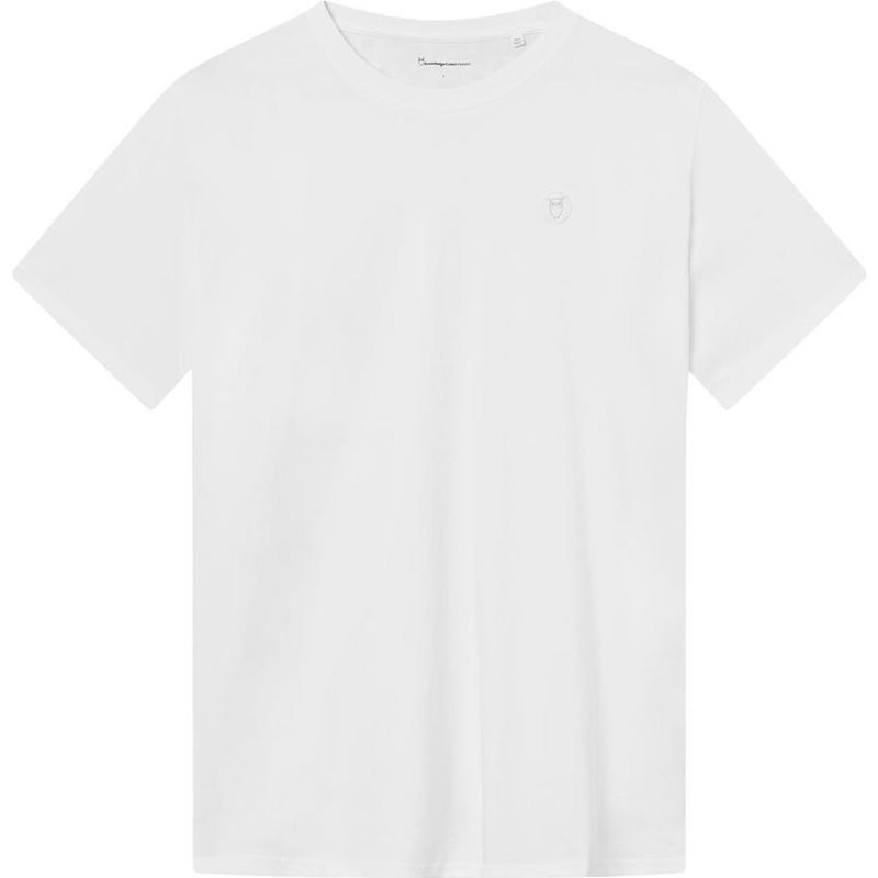 KnowledgeCotton Apparel LOKE badge tee - Regenerative Organic Ce Bright White - S
