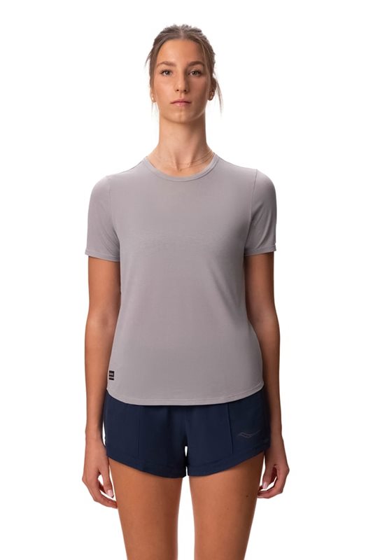 Saucony Stopwatch Short Sleeve Light Grey Heather - XS