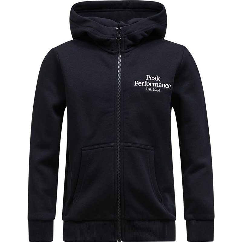 Peak Performance Jr Original Zip Hood Black/Offwhite - 140 cl