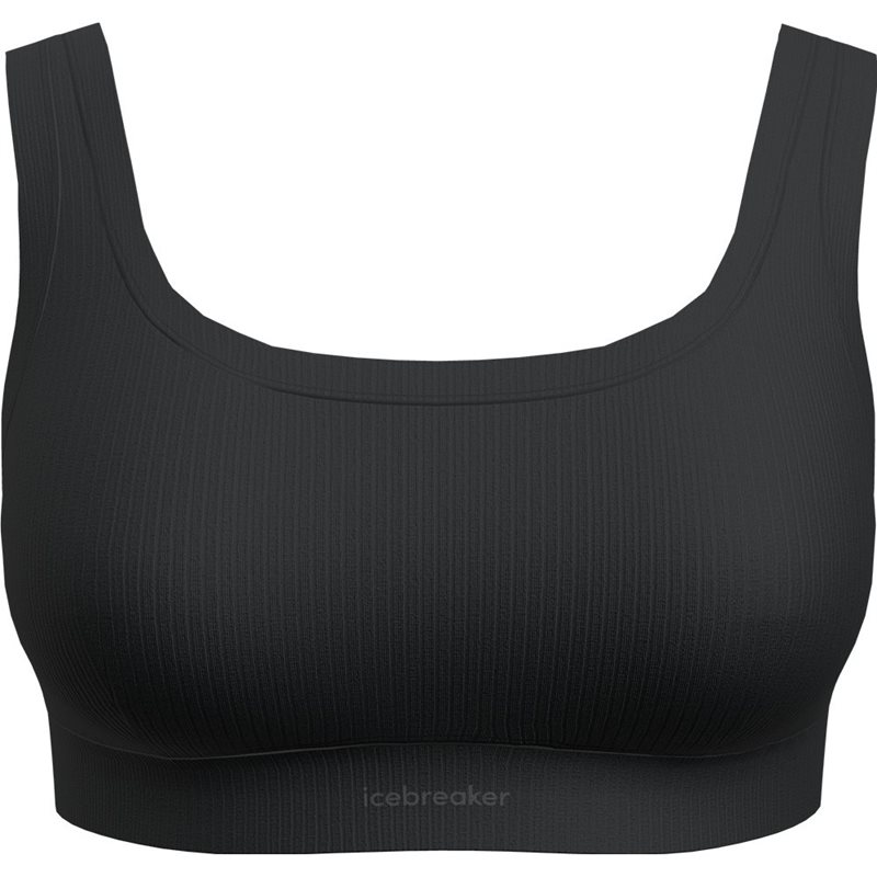 Icebreaker Women Merino Blend Rib Lotus Bra Black - S
