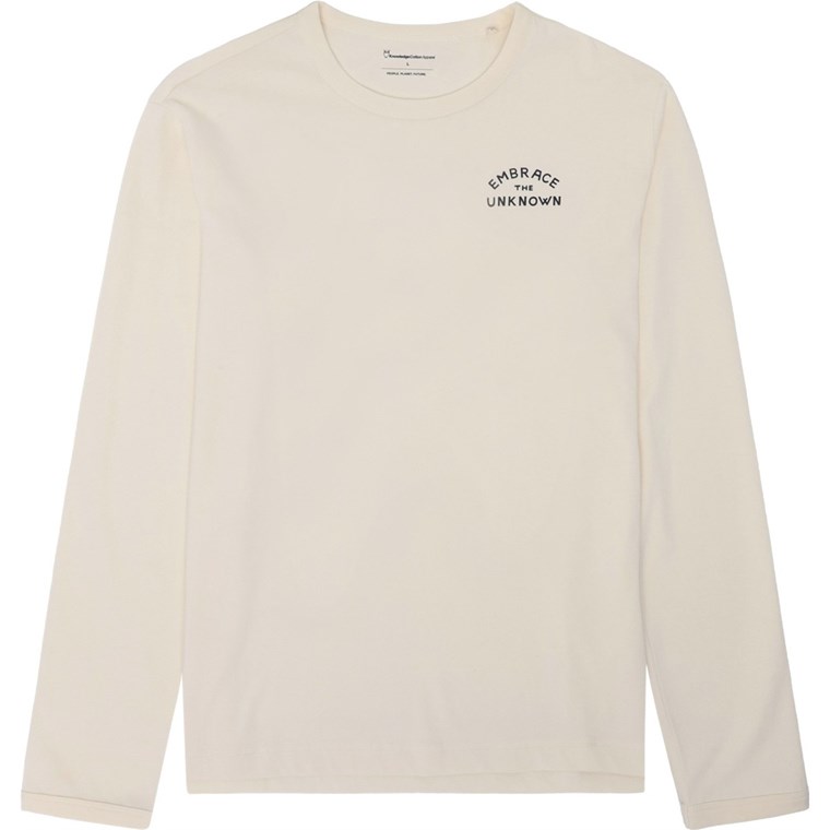 KnowledgeCotton Apparel Organic Cotton Long sleeved T-shirt GOTS Egret