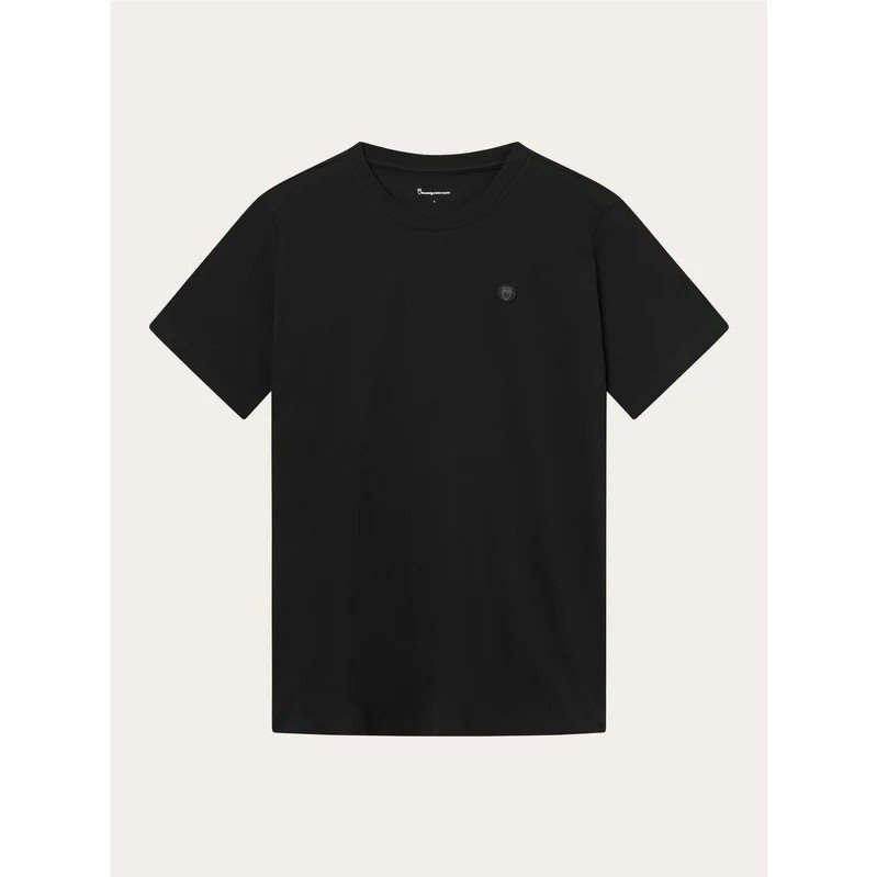 KnowledgeCotton Apparel LOKE badge tee - Regenerative Organic Ce Black Jet - S
