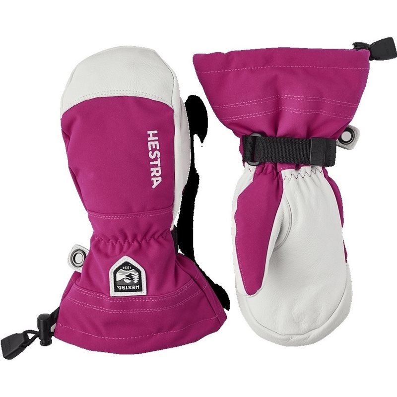 Hestra Army Leather Heli Ski Mittens Kids Fuchsia