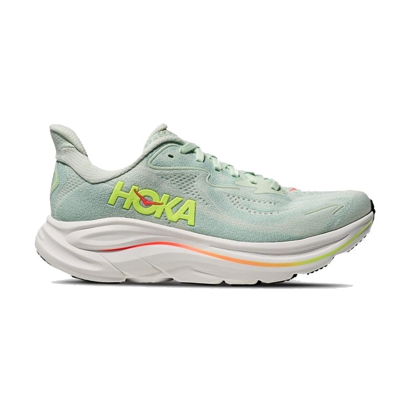 Hoka W Clifton 10 Wide Sea Glass/Neon Flame - 38 2/3