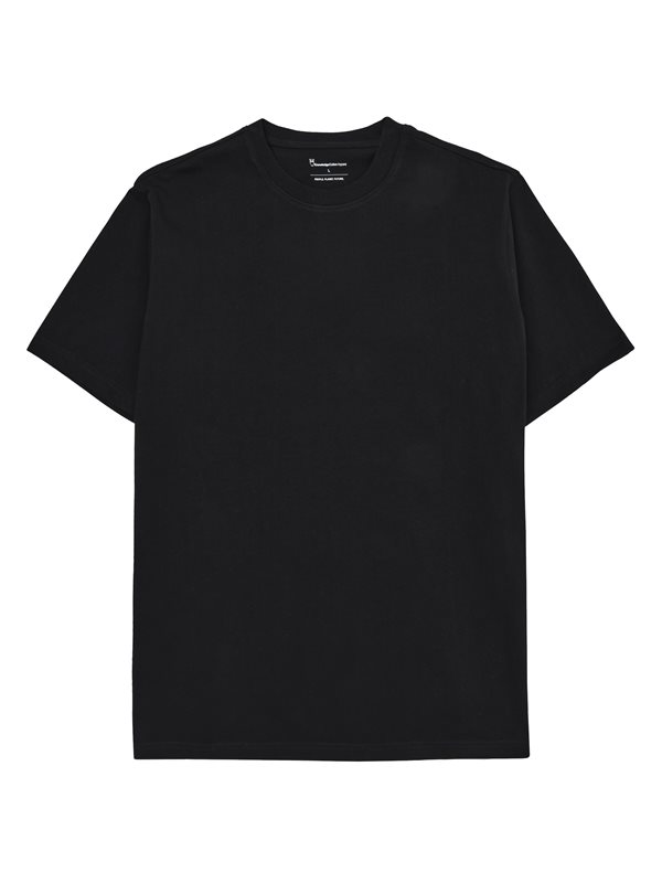 KnowledgeCotton Apparel Tee With Flaglabel Black Jet - S