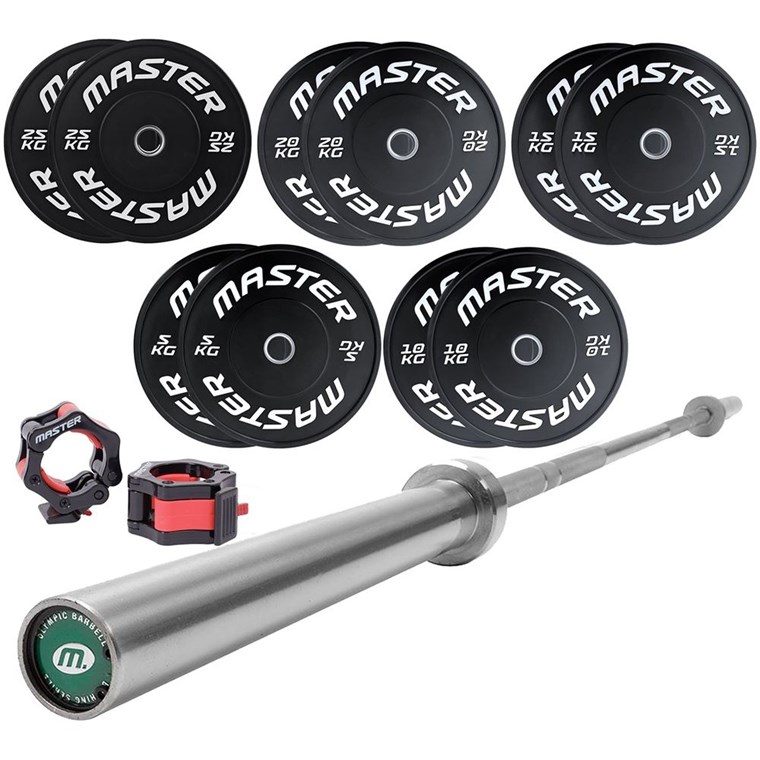Master Fitness Bumperpaket 170 kg, Skivstångsset Bumper