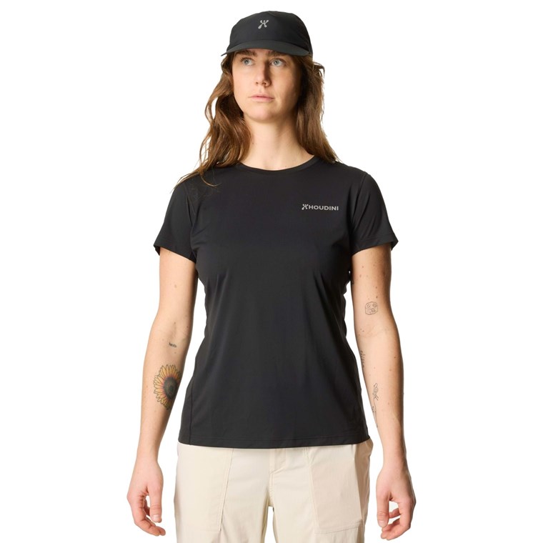 Houdini W's Pace Air Message Tee True Black / Houdini Logo